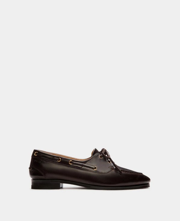 "Mocassin Plume En Cuir Marron Foncé" BALLY