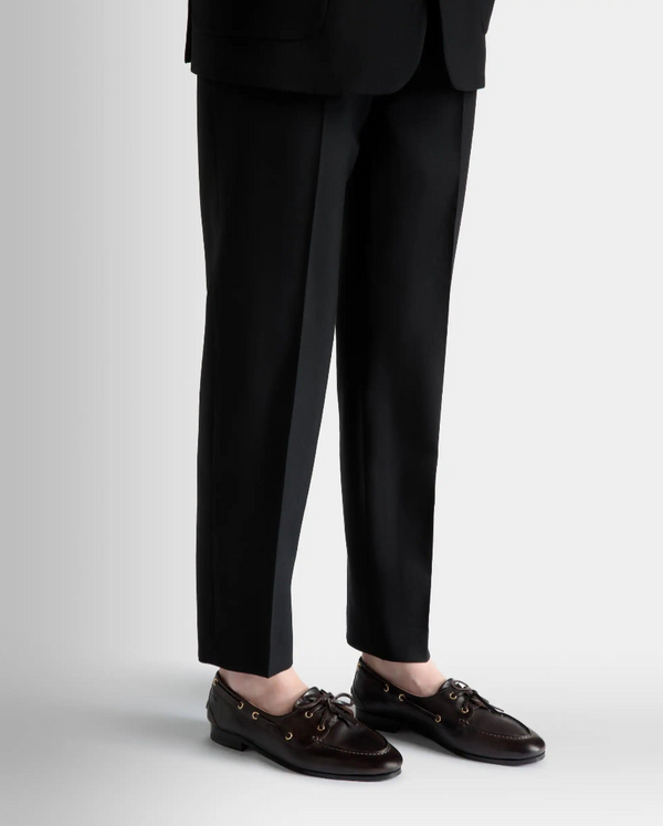 "Mocassin Plume En Cuir Marron Foncé" BALLY