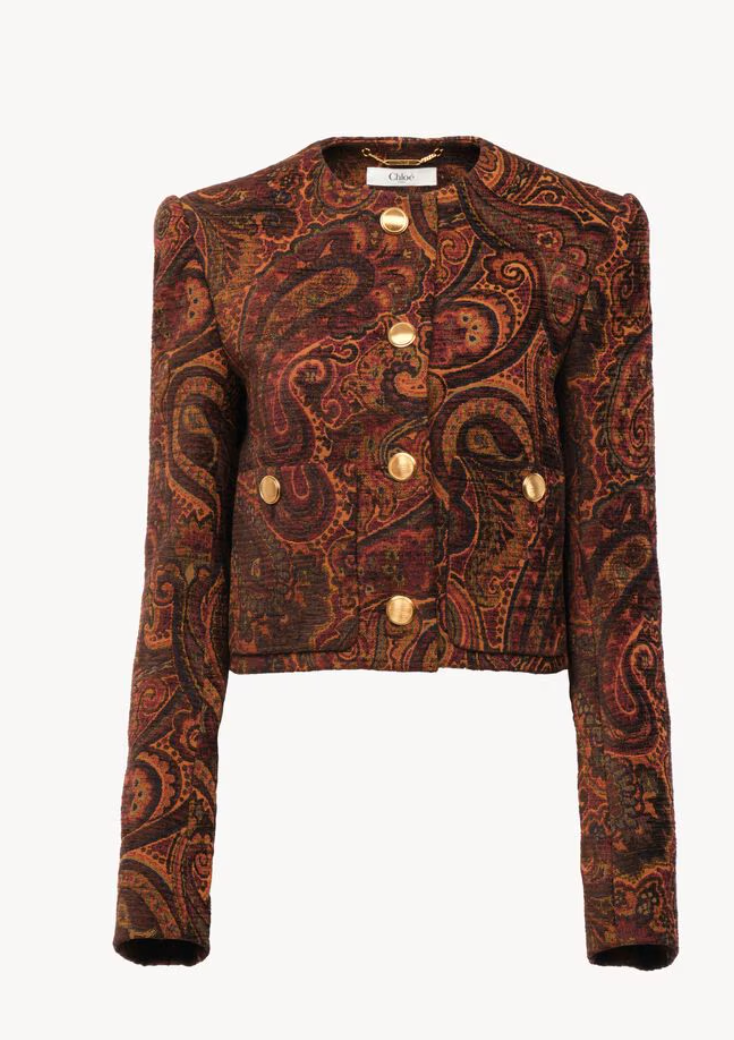 "Veste droite sans col en jacquard tapisserie" CHLOÉ