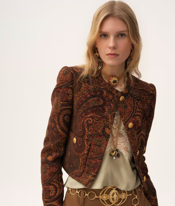 "Veste droite sans col en jacquard tapisserie" CHLOÉ