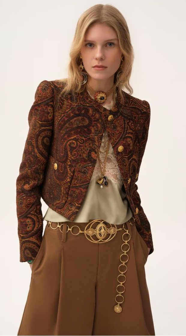 "Veste droite sans col en jacquard tapisserie" CHLOÉ