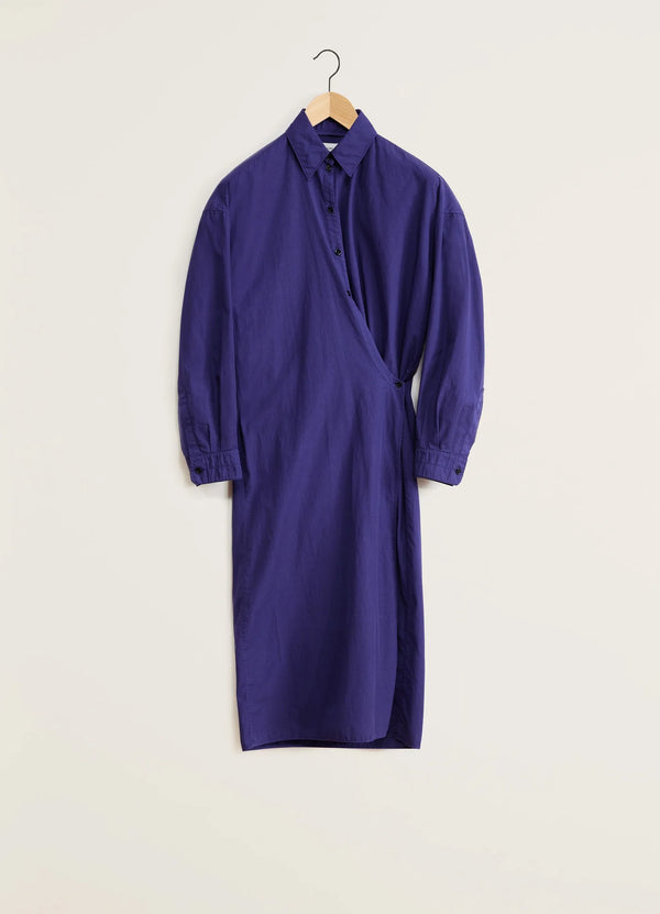 Robe twisted à col classique Bleu Violet LEMAIRE