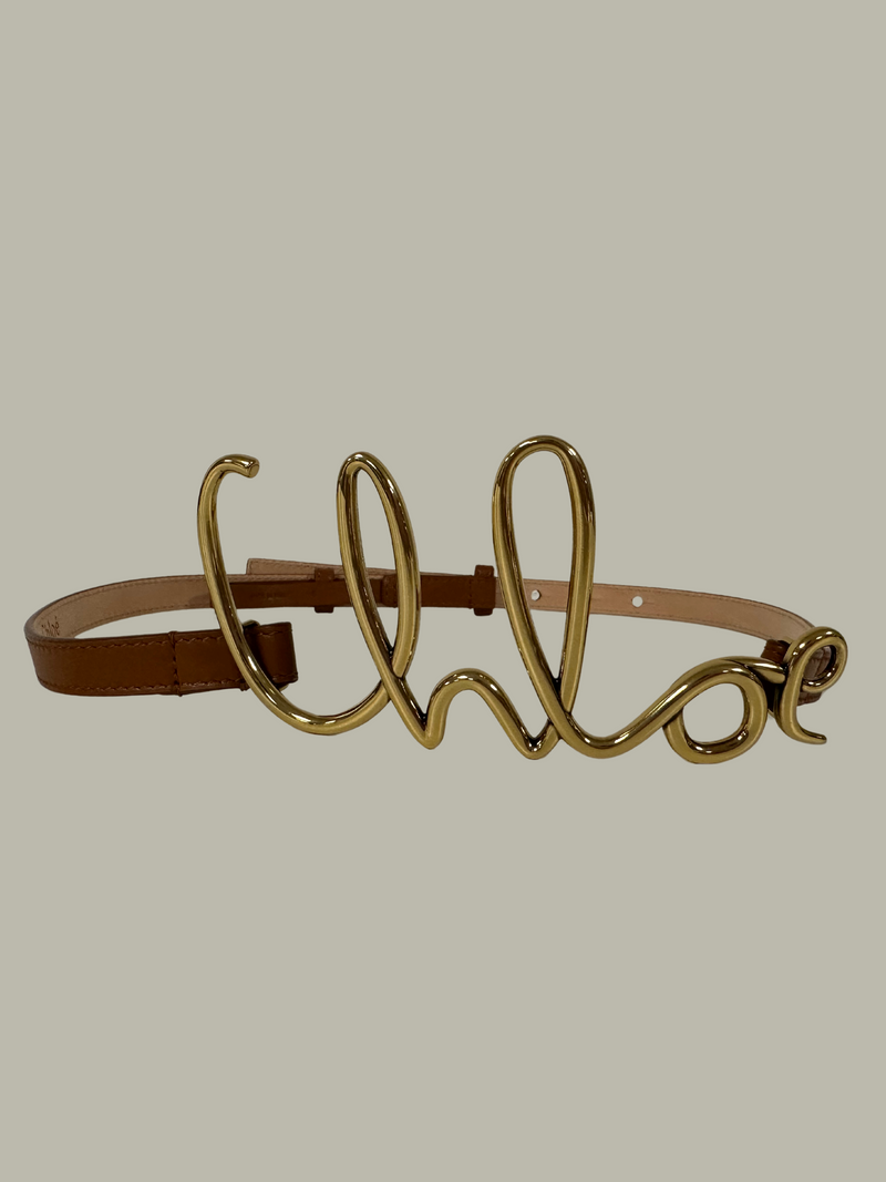 Small iconic brown/ gold icon belt