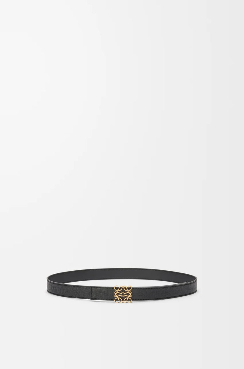 "Grained leather anagram reverse belt Black"LOEWE