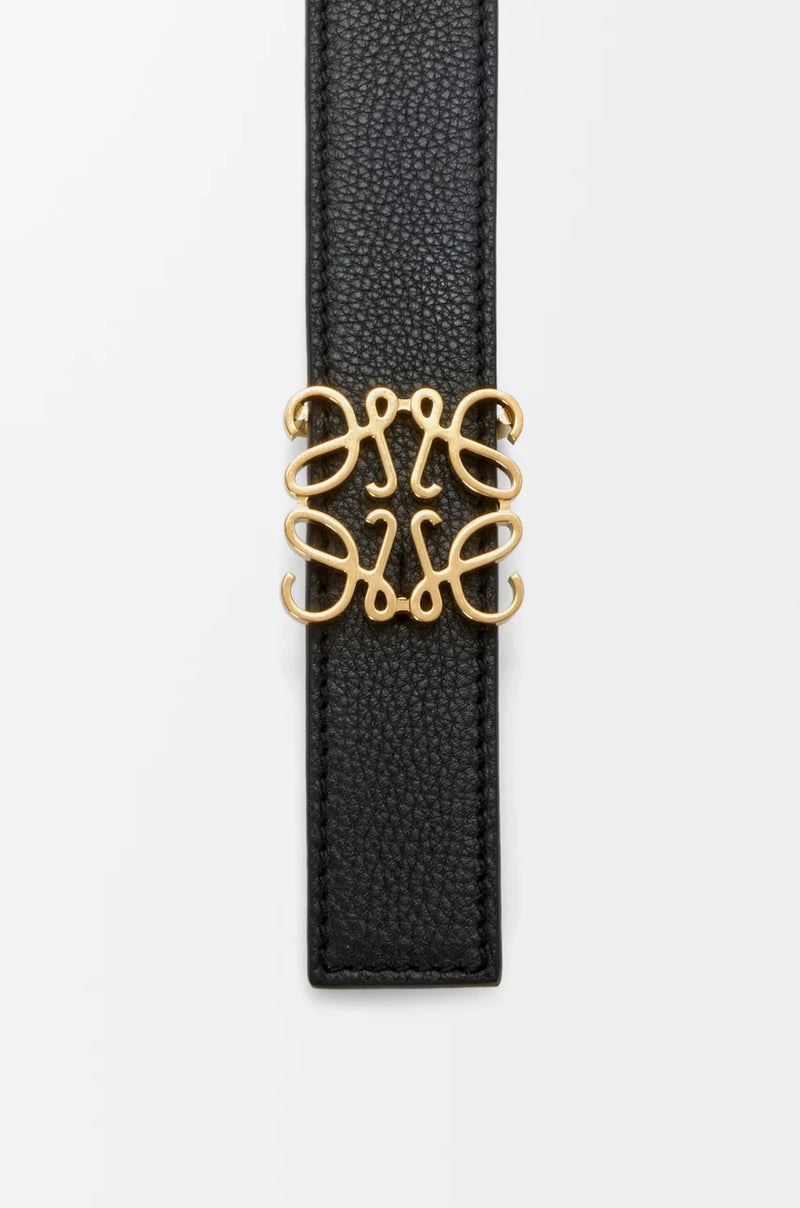 "Grained leather anagram reverse belt Black"LOEWE