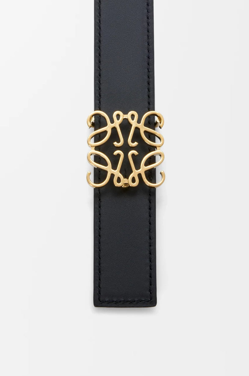 "Grained leather anagram reverse belt Black"LOEWE