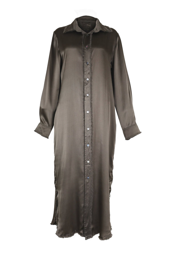 Robe Chemise "Kemun en soie Taupe" IKKIM'O