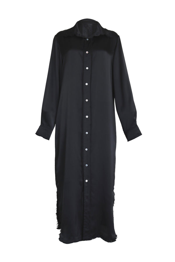 "Kemun in black silk" shirt dress ikkim'o