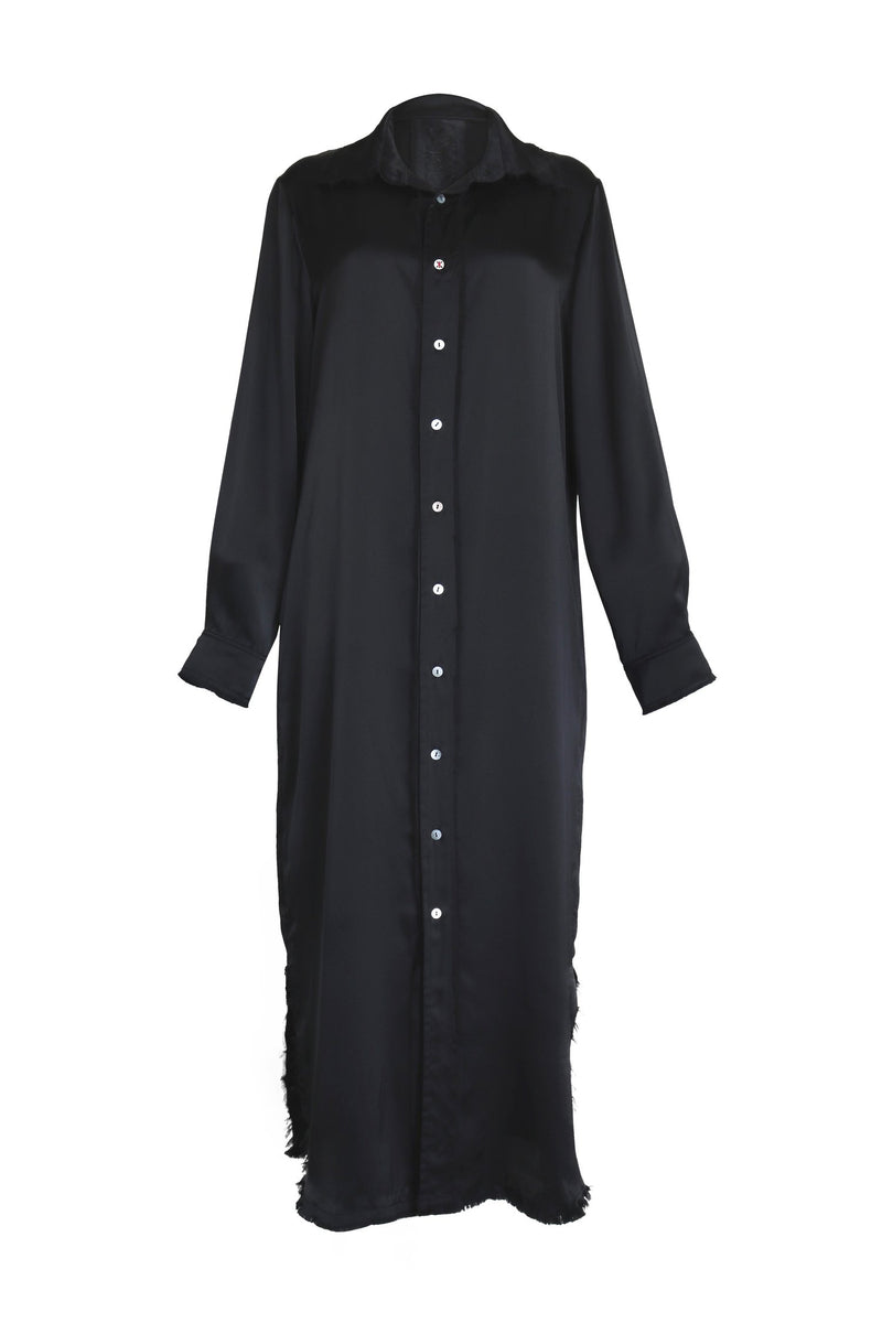 "Kemun in black silk" shirt dress ikkim'o