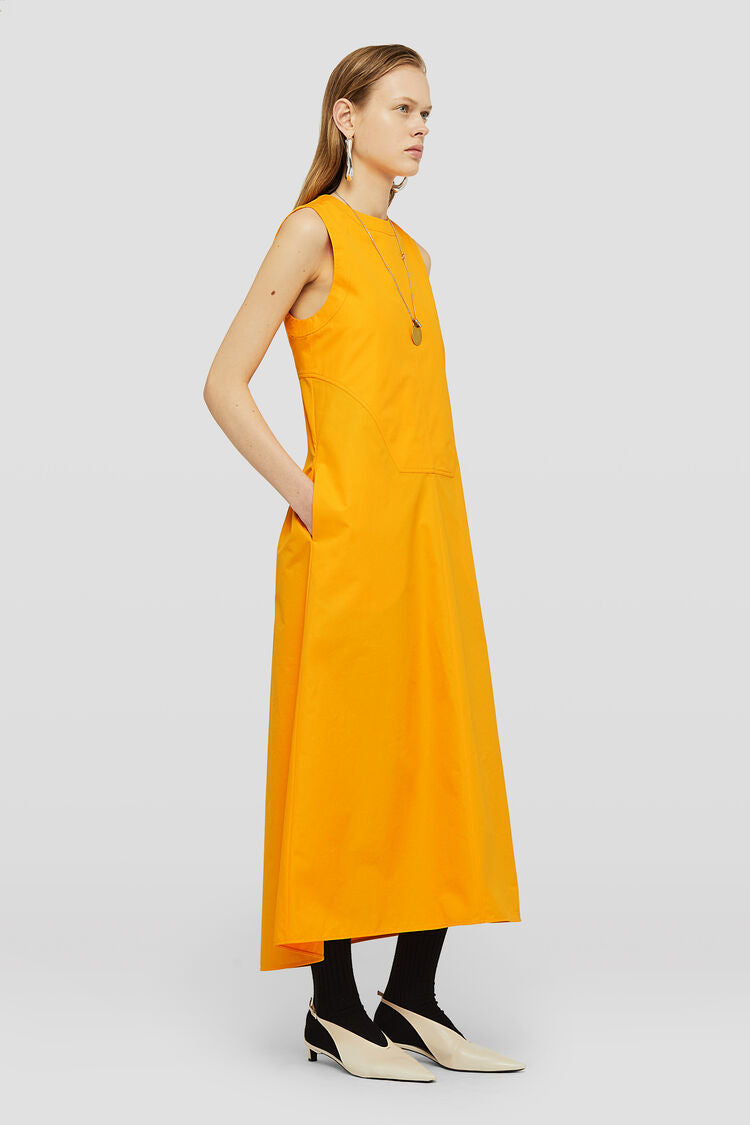 Pastel orange cotton sleeve dress Jil Sander