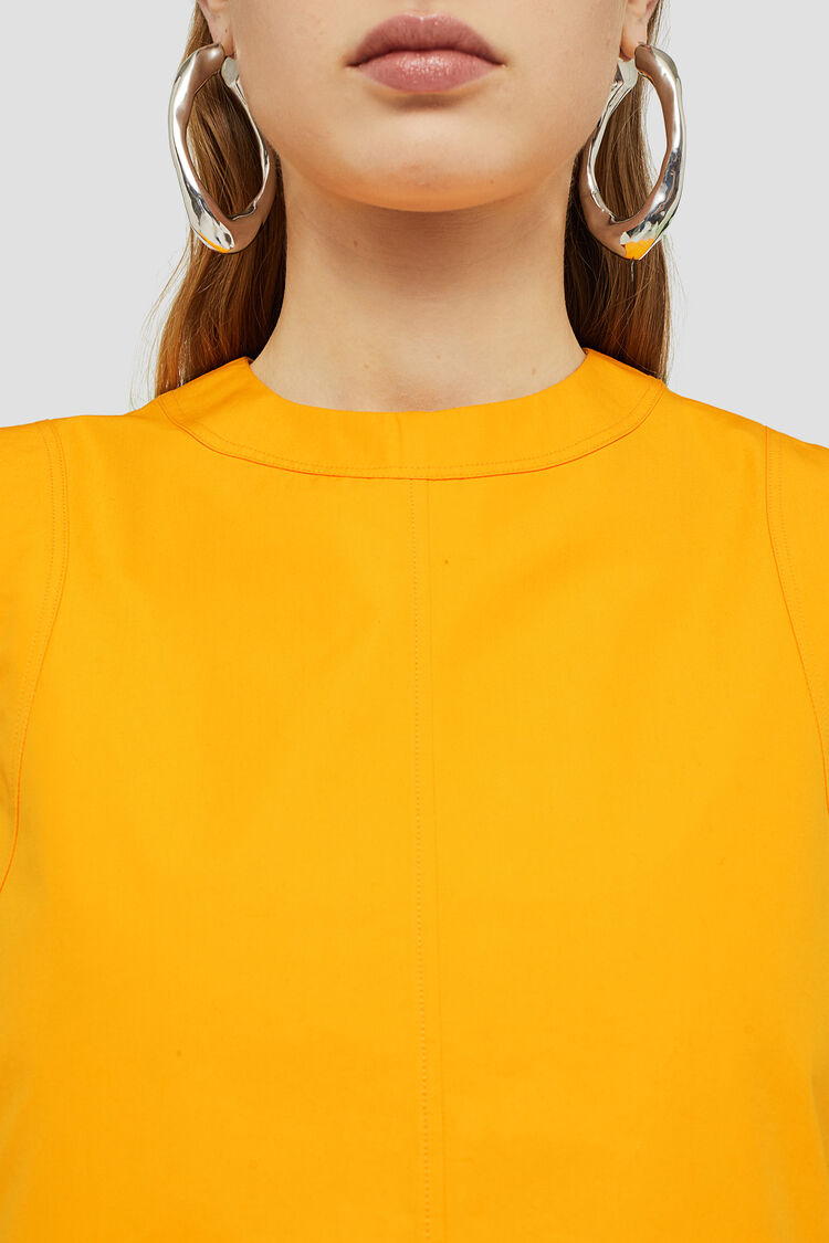 Pastel orange cotton sleeve dress Jil Sander