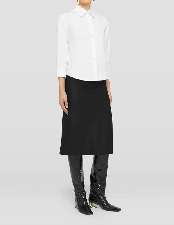 Chemise en coton manches longues Blanche JIL SANDER