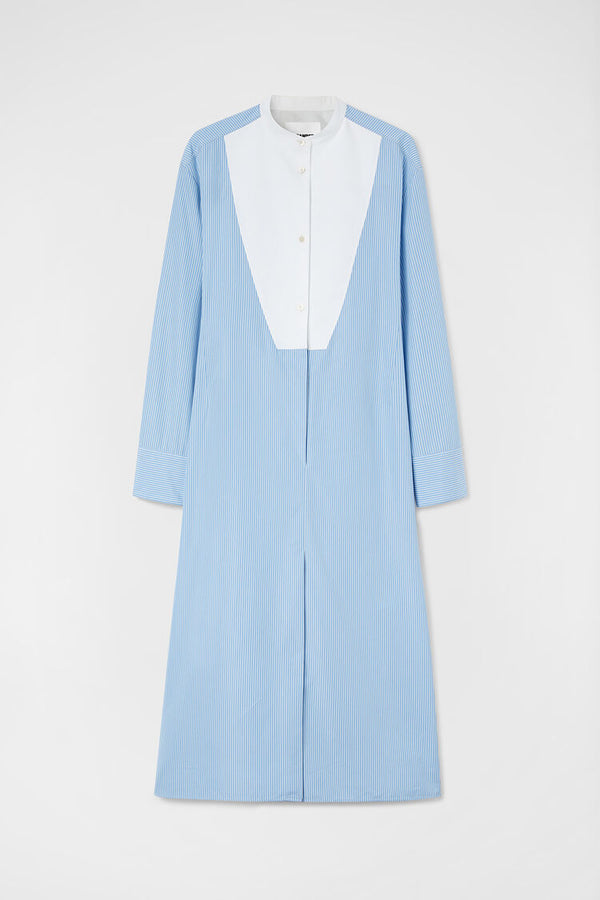 Robe chemise à manches longues rayée  Bleu/ Blanc JIL SANDER