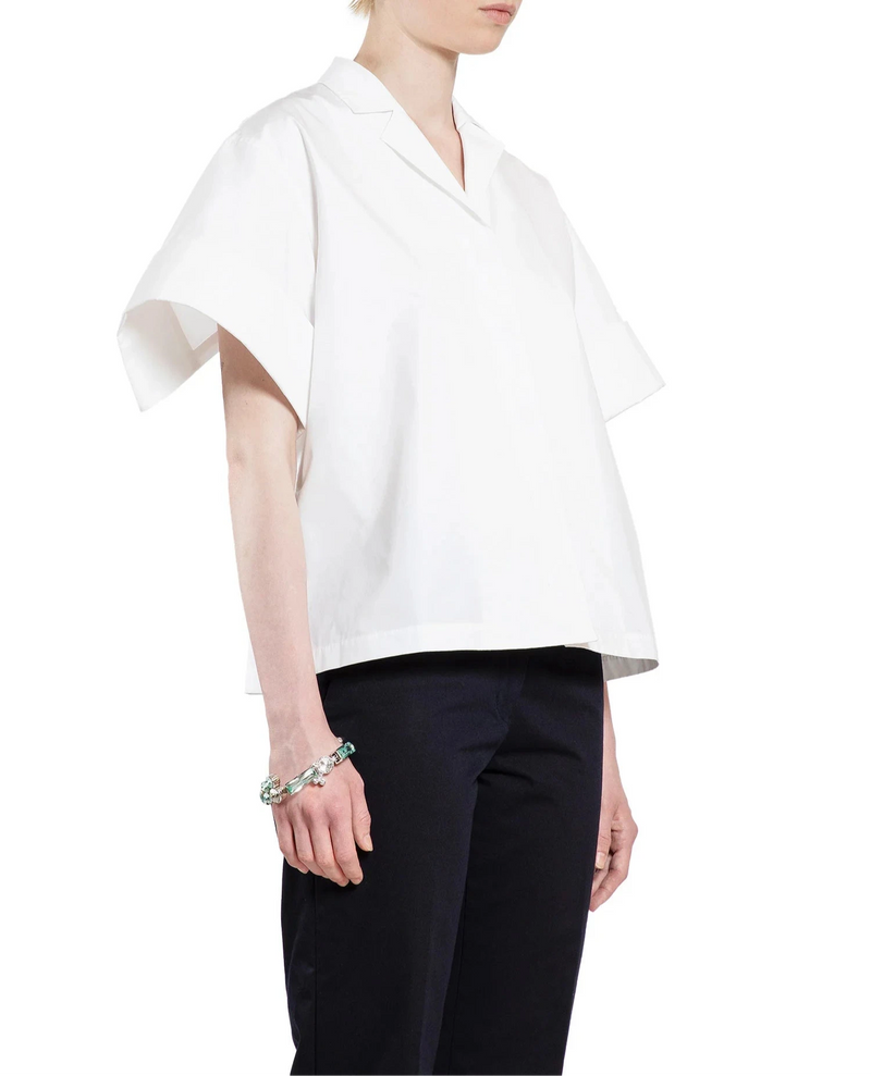 Chemise en coton manches courtes Blanche JIL SANDER