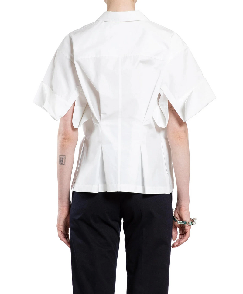 Chemise en coton manches courtes Blanche JIL SANDER