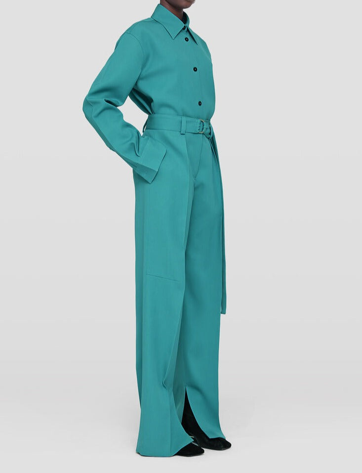 Pantalon à ceinture vert (Turquoise) JIL SANDER