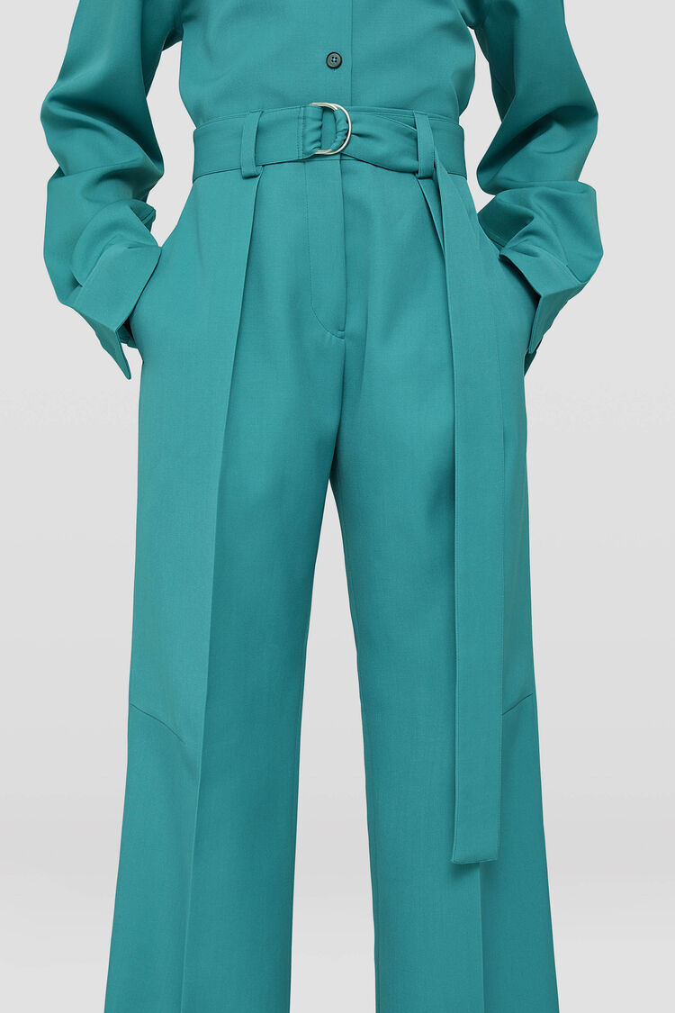 Pantalon à ceinture vert (Turquoise) JIL SANDER