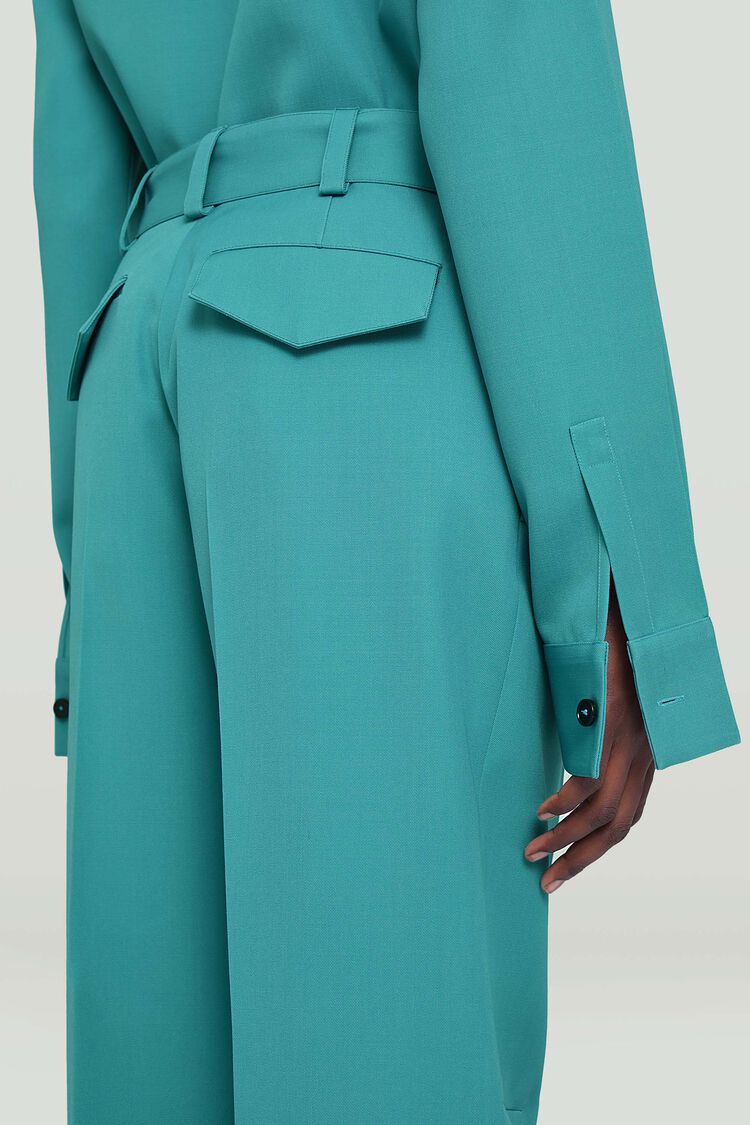 Pantalon à ceinture vert (Turquoise) JIL SANDER