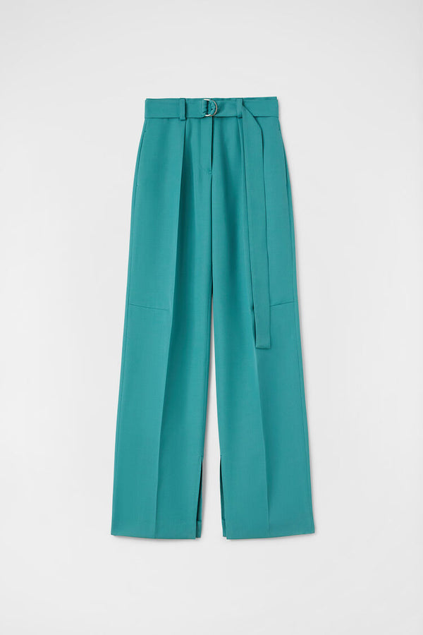 Pantalon à ceinture vert (Turquoise) JIL SANDER