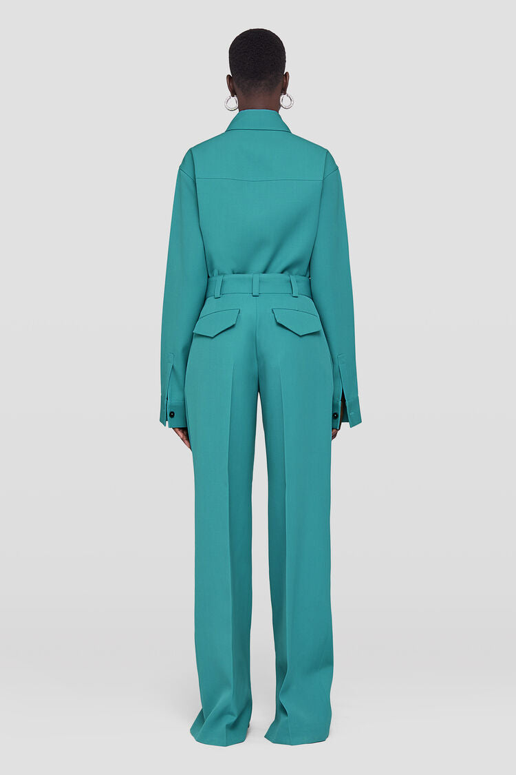 Pantalon à ceinture vert (Turquoise) JIL SANDER