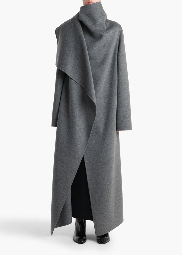 "Manteau enveloppant en cachemire double face  Gris mélangé" KHAITE