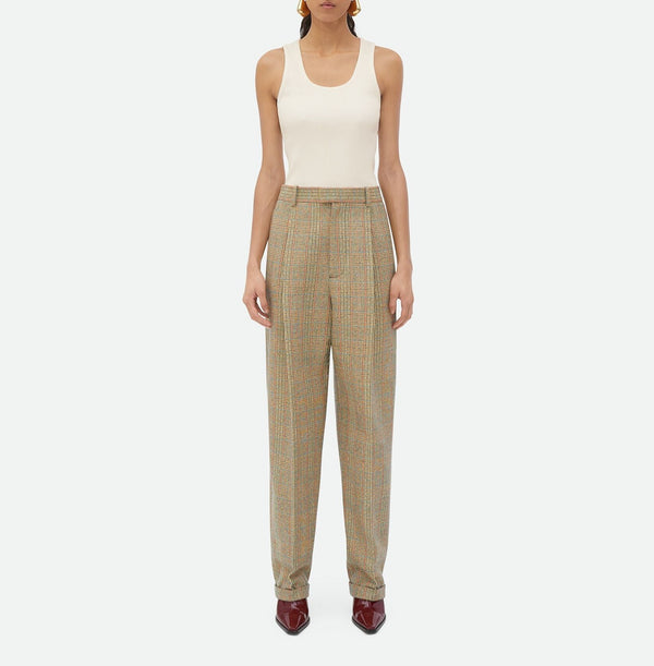 Pantalon En Laine prince-de-galles Beige/Jaune /Bleu BOTTEGA VENETA