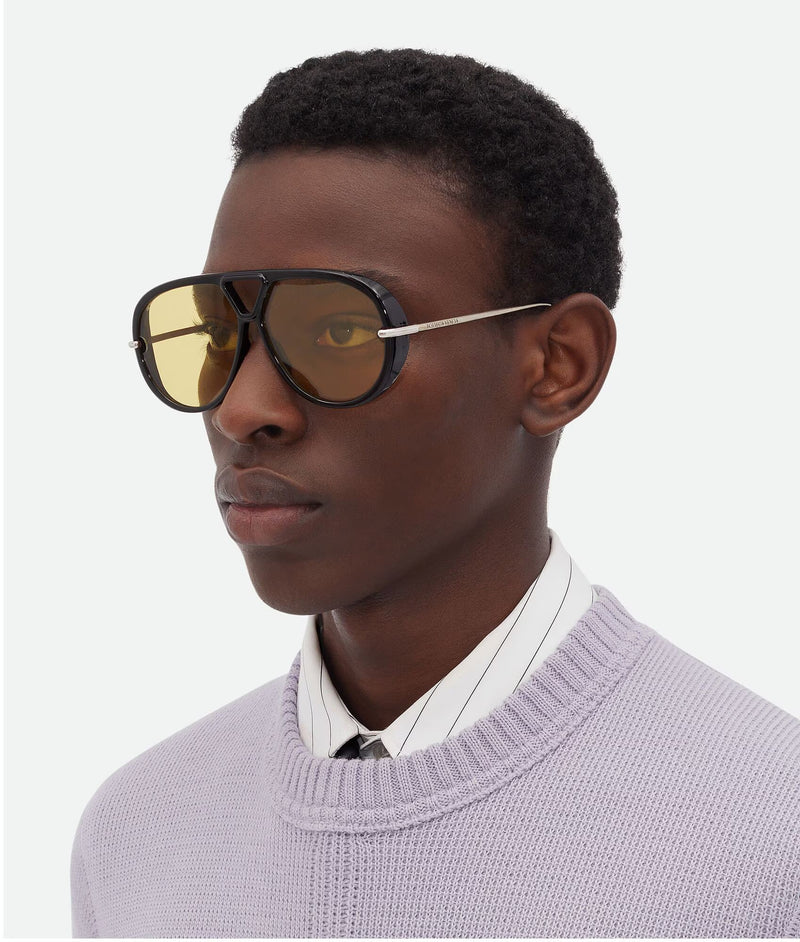 Lunettes de soleil aviateur Classic Noir/ Jaune BOTTEGA VENETA