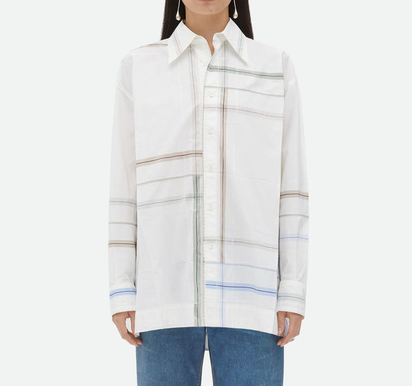 White/ multicolored asymmetrical cotton shirt BOTTEGA VENETA
