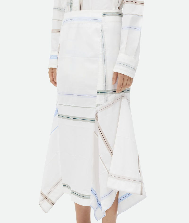 White/ multicolored asymmetrical cotton skirt BOTTEGA VENETA