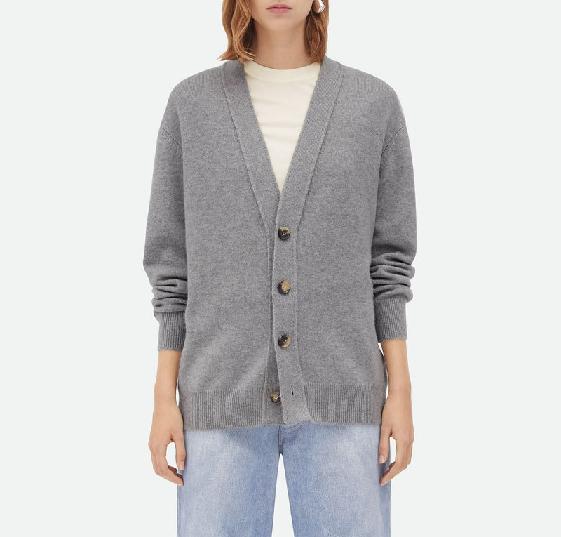 Gray cashmere cardigan BOTTEGA VENETA