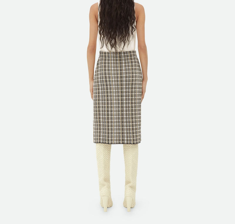Cotton tile skirt and yellow / khaki viscose / Black BOTTEGA VENETA