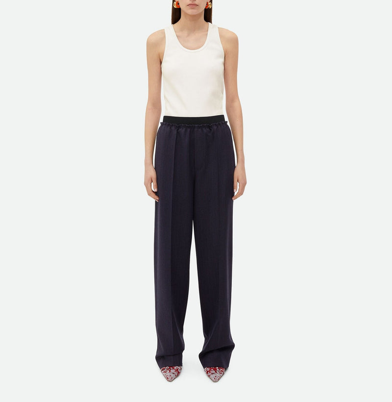 Pantalon En Laine Rayée Noir/ Bleu BOTTEGA VENETA