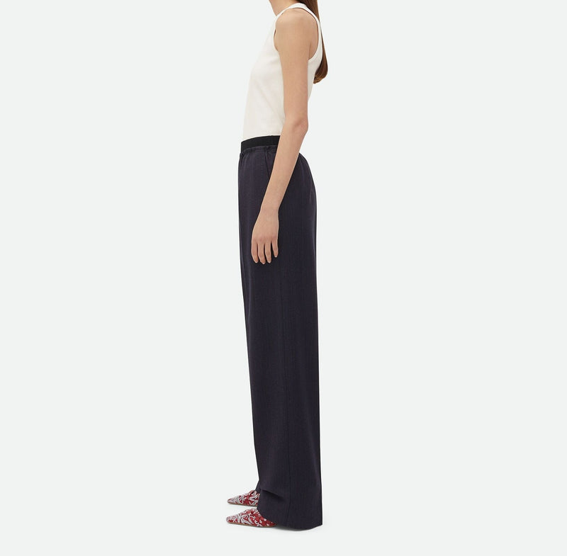 Pantalon En Laine Rayée Noir/ Bleu BOTTEGA VENETA