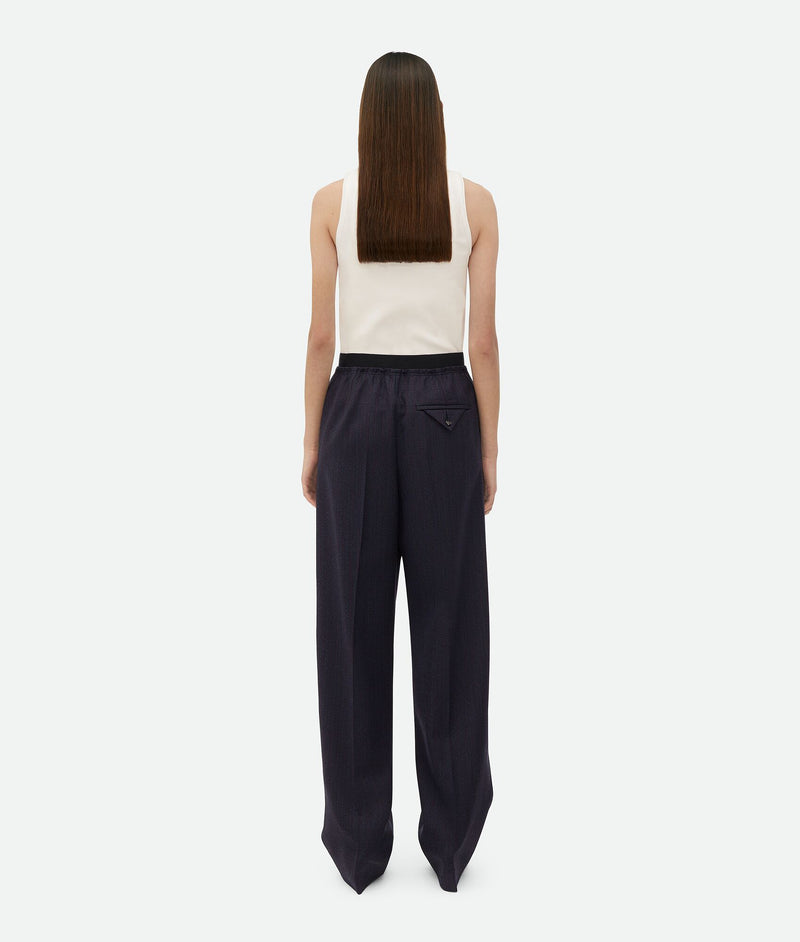 Pantalon En Laine Rayée Noir/ Bleu BOTTEGA VENETA