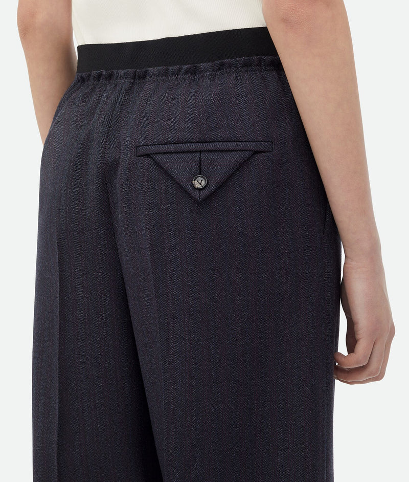 Pantalon En Laine Rayée Noir/ Bleu BOTTEGA VENETA