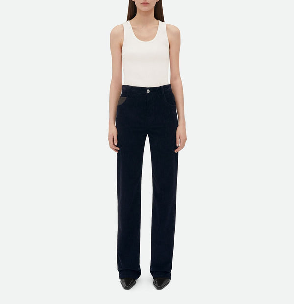 Midnight blue velvet pants BOTTEGA VENETA