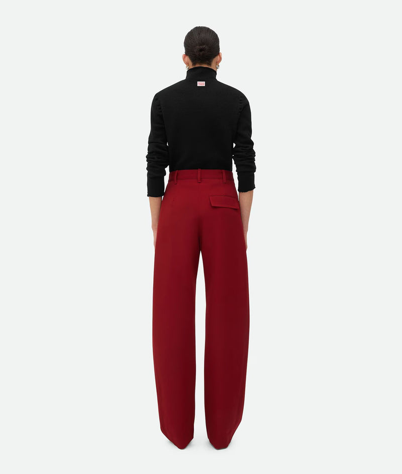 Pantalon arrondi en sergé de laine Rosewood  (Rouge) BOTTEGA VENETA