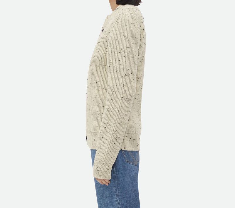 Oversized cardigan in textured ribbed wool Dove BOTTEGA VENETA