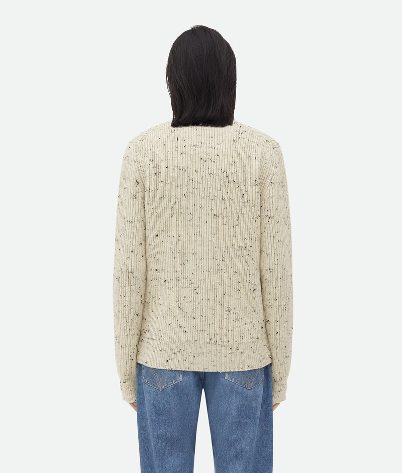 Oversized cardigan in textured ribbed wool Dove BOTTEGA VENETA