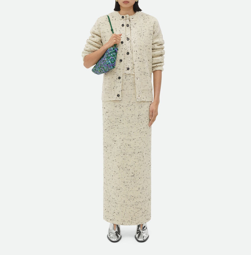 Oversized cardigan in textured ribbed wool Dove BOTTEGA VENETA