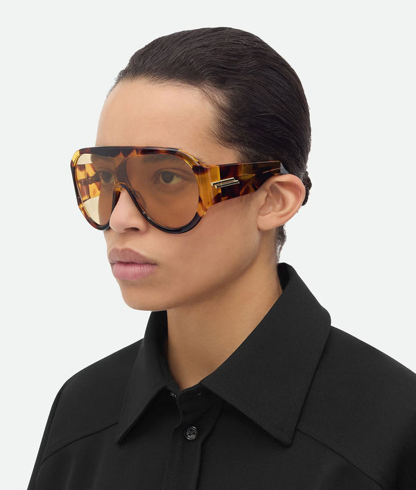 Lunettes de soleil Shield Scudo Havana / Marron BOTTEGA VENETA