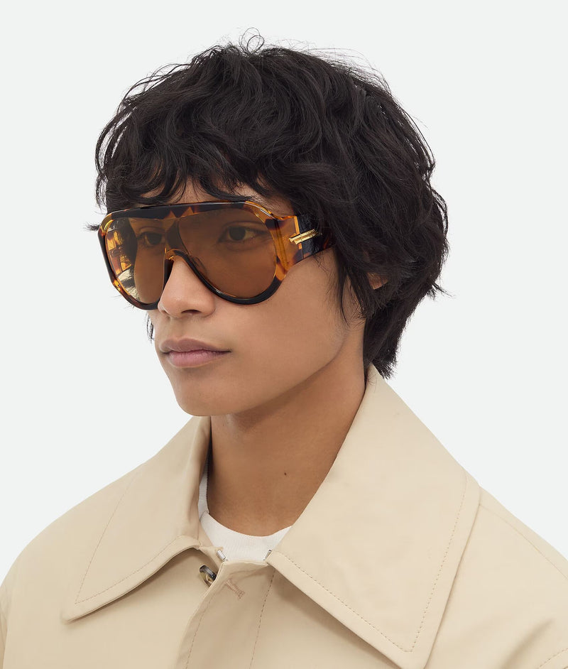 Lunettes de soleil Shield Scudo Havana / Marron BOTTEGA VENETA