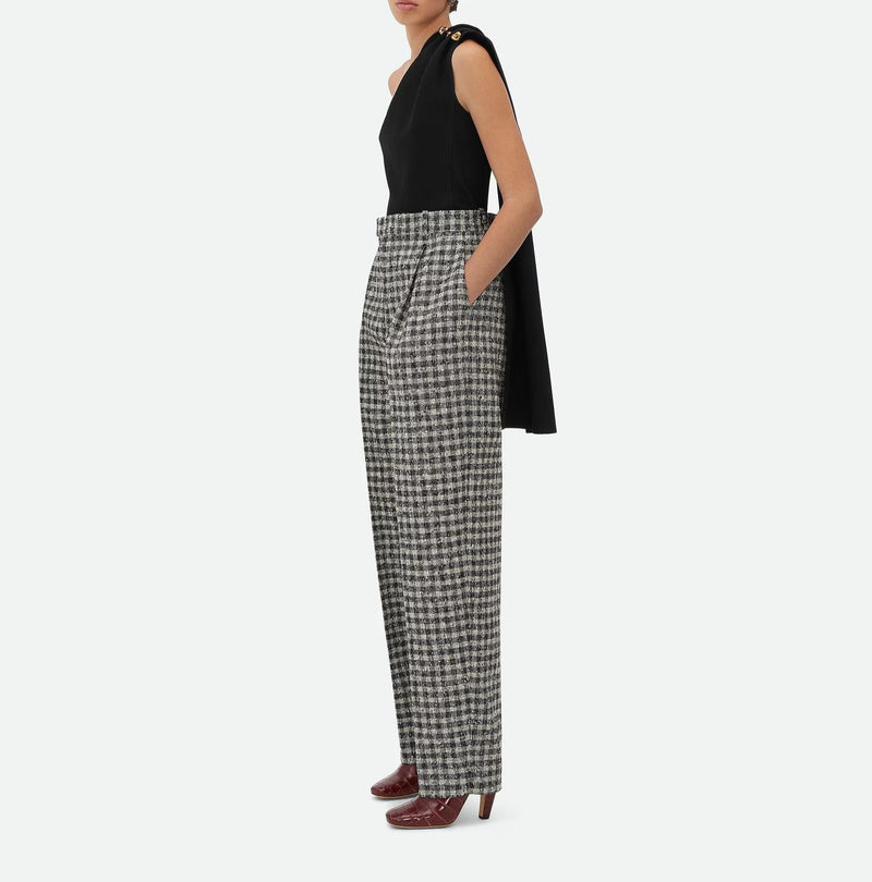 Vichy curly wool pants Black /Pearl /Khaki BOTTEGA VENETA