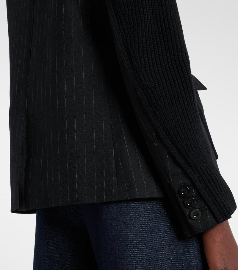 Knitting cardigan X Chalk Striped Black/ White sacai