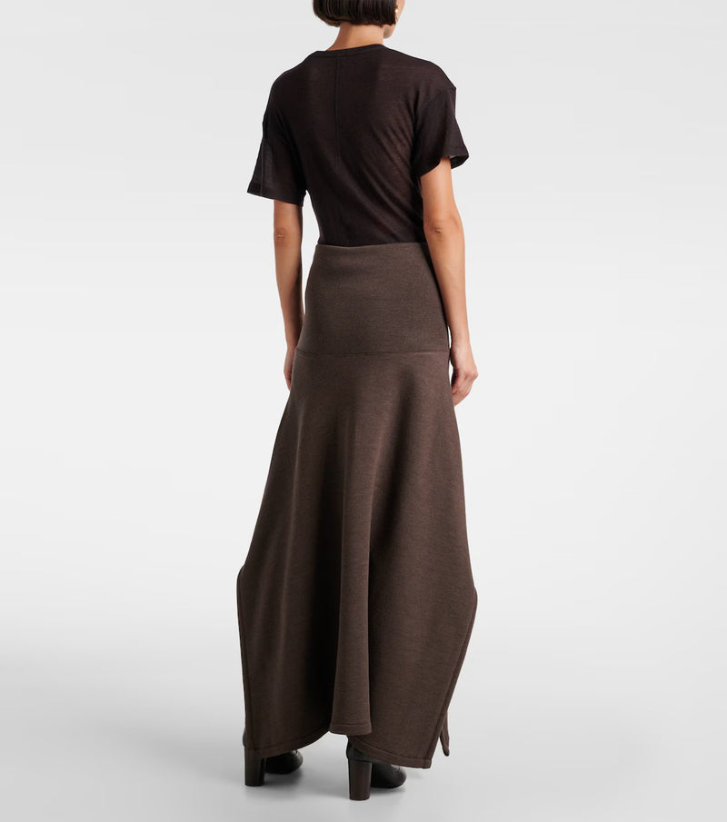 Long woolen skirt and dark brown cotton lemaire