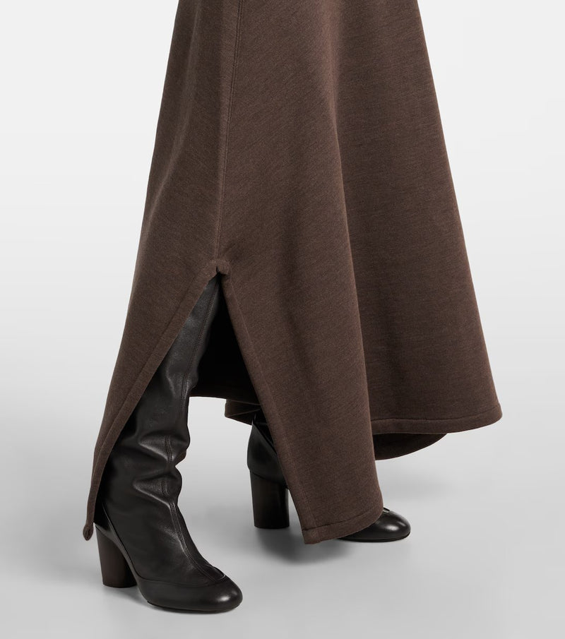 Long woolen skirt and dark brown cotton lemaire