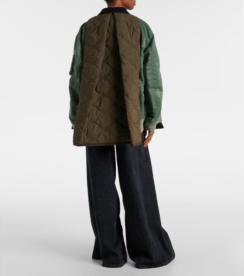 Veste en laine mélangée Kaki/ Vert/ Marine SACAI