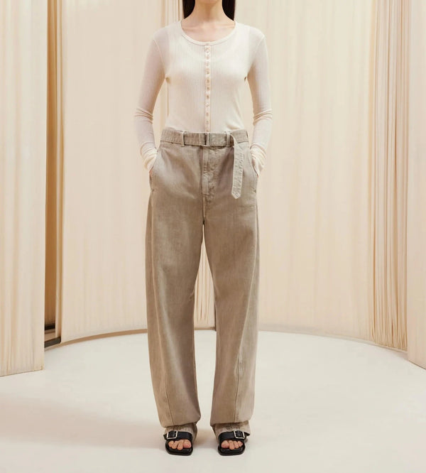 Twisted pants surrounded snow beige lemaire