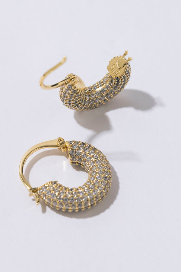 Hoops gold earring/ Cristals Pearl Octopuss.y