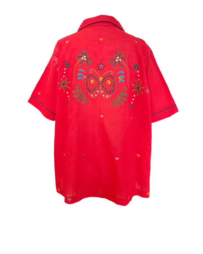 Red/ multicolored monoki pajamas set